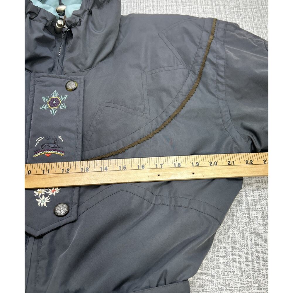 Obermeyer Ski Suit Womens 10 Vintage Insulated One Piece Embroidered Gray 90’s - Picture 9 of 12